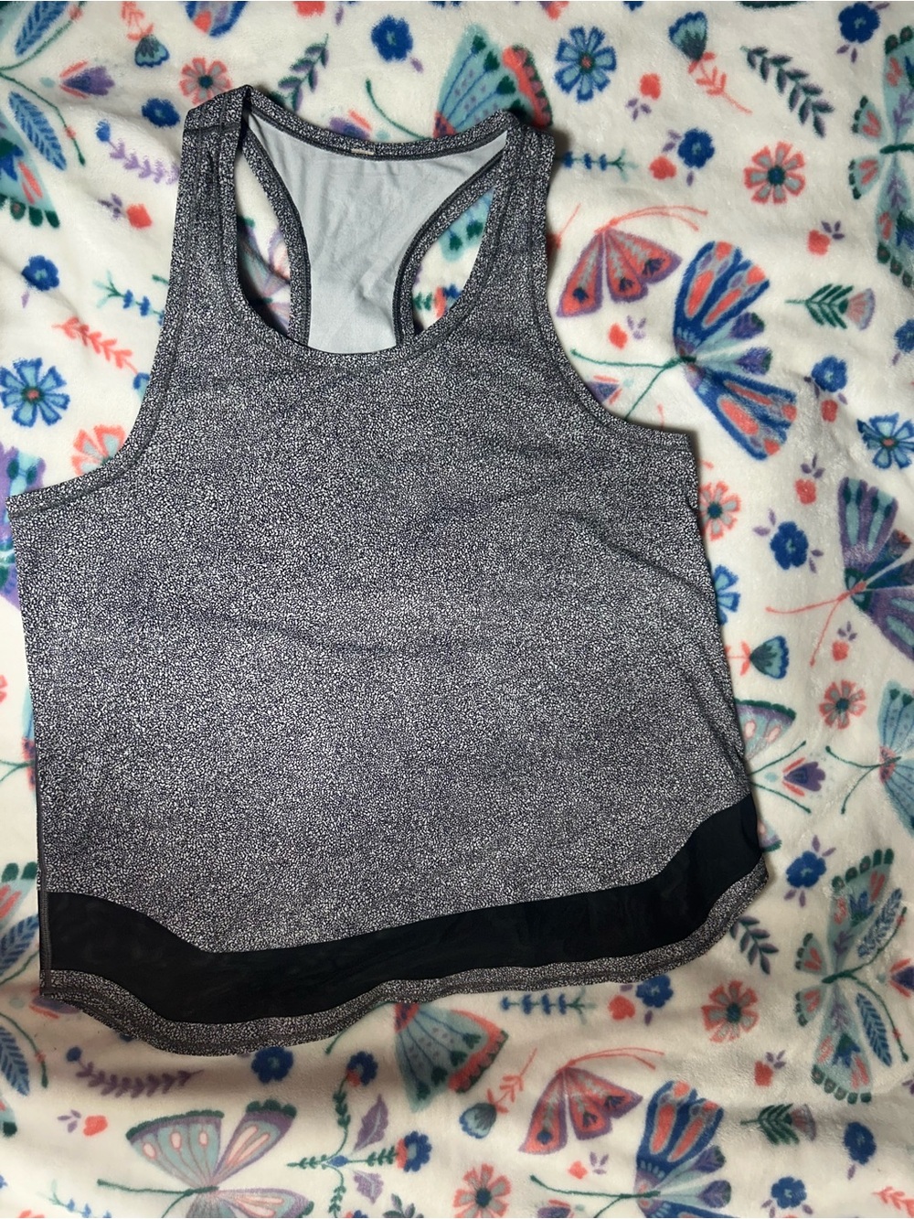 lululemon athletica Silver Sparkle Racerback Tank with Black Hem